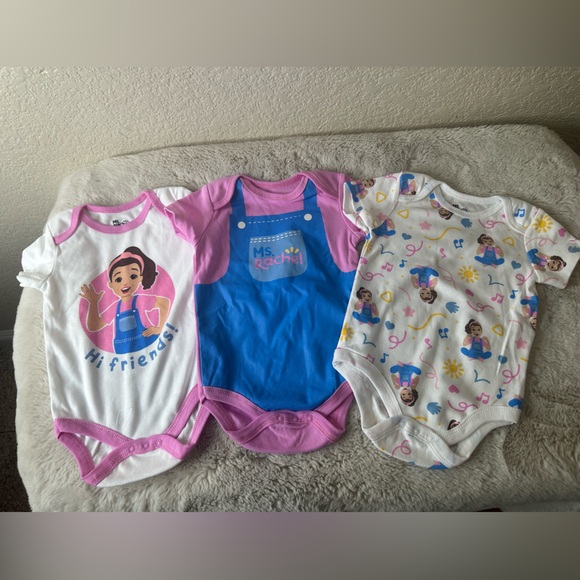 Rachel Other - Ms. Rachel Pink and White Baby Onesies NWOT